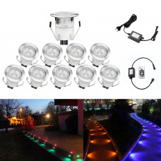 QACA Low Voltage LED Deck Lighting Kit Stainless Steel Waterproof Outdoor Landscape Garden Yard Patio Step Decoration Lamps LED In-ground Lights, Pack of 10(Warm White) 