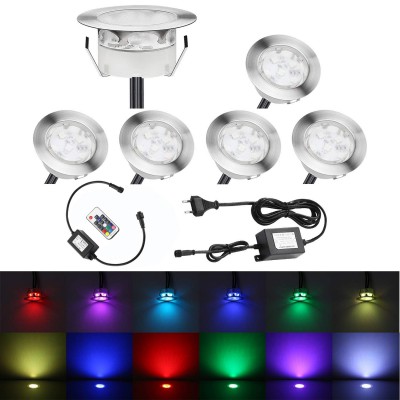 Pack of 6 QACA LED Deck Light Kit Low Voltage RGB Outdoor Lighting 6Lm IP67 Waterproof Outdoor Step Stairs Garden Yard Patio Landscape Decor Lighting